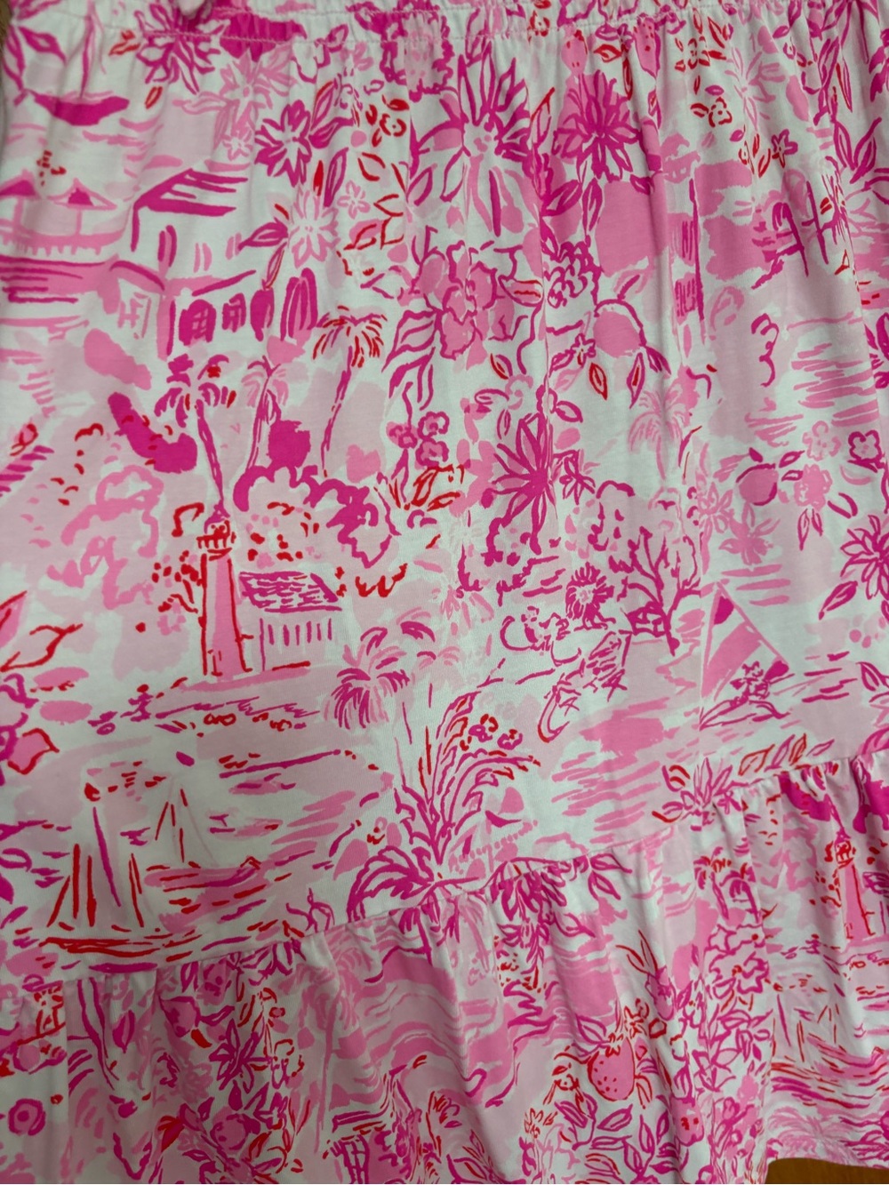 VGUC Lilly Pulitzer Kailua smocked knit dress pink toile Seaside Scene L Med - Picture 4 of 5
